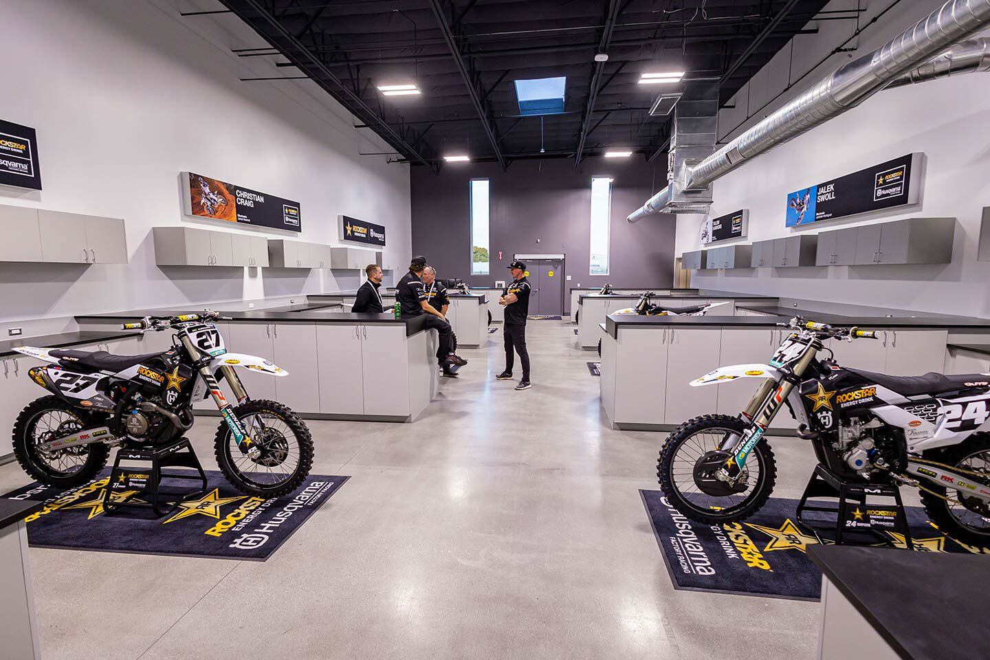 Further down the hall is the Rockstar Energy Husqvarna Factory Racing supercross and motocross team shop.