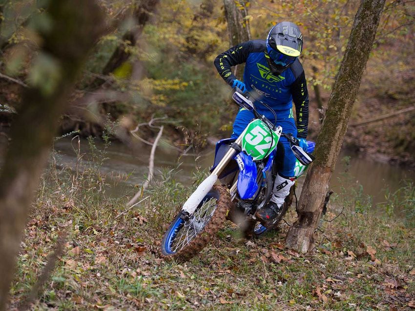 With a low and centered fuel tank, the YZ250FX feels and handles the same whether the tank is full or empty.