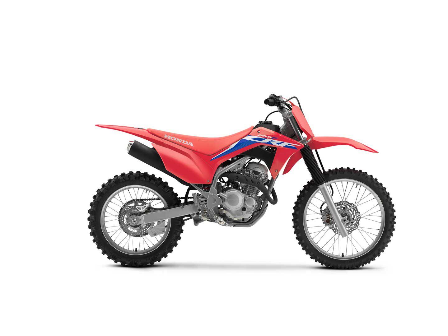 The CRF250F’s fuel-injected air-cooled SOHC four-stroke 250cc engine produces 20.1 hp and 15.5 lb.-ft. of torque on Dirt Rider’s in-house Dynojet 250i rear-wheel dynamometer.