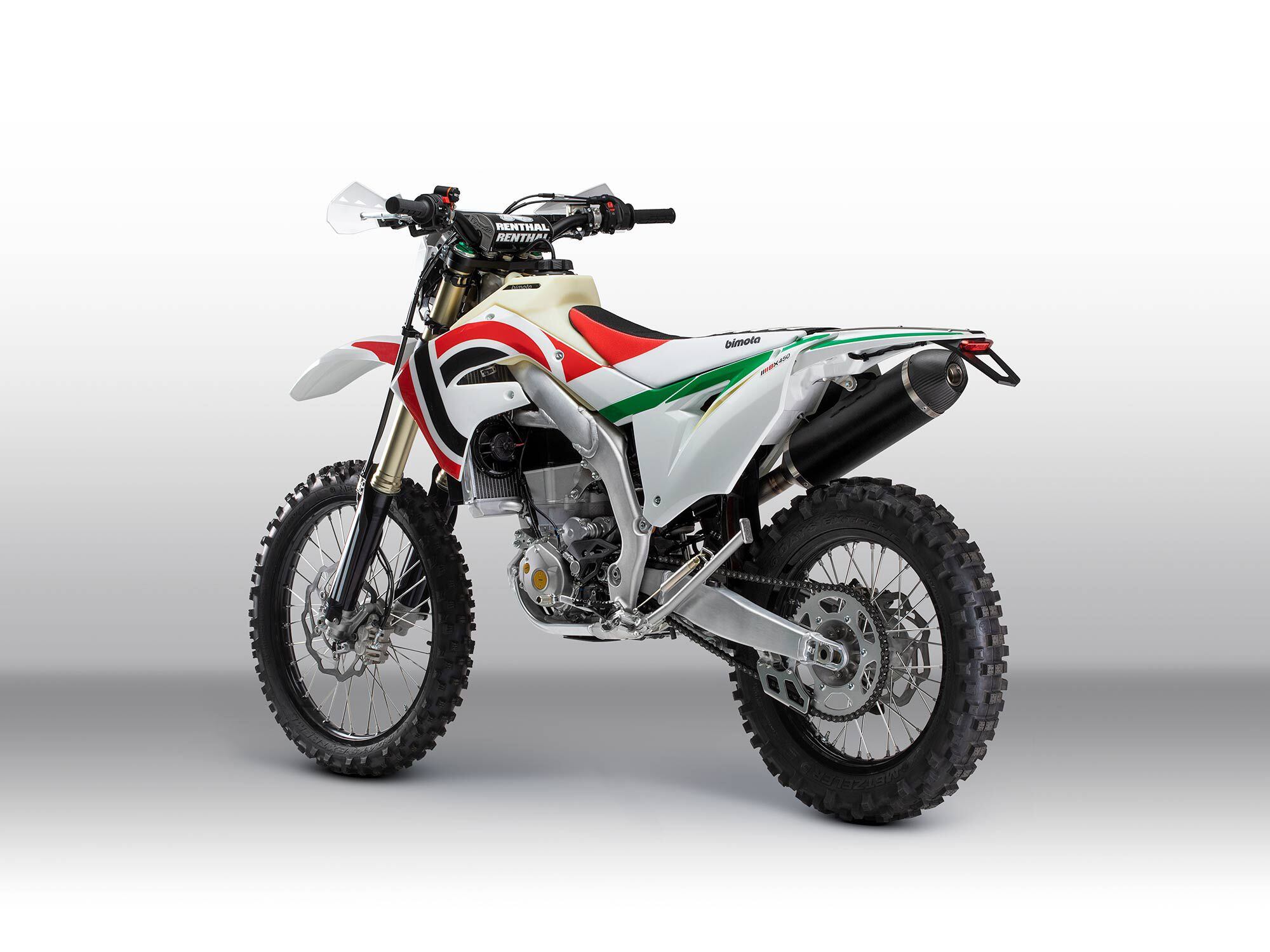 The BX450 updates the K450X with lighting, a larger fuel tank, Metzeler 6 Days Extreme tires, and more.