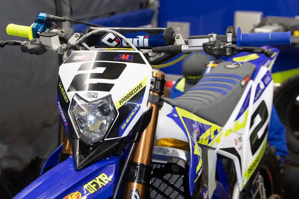 Webb runs the stock KYB 48mm coil-spring fork, which is set up by The Ride Shop in Arizona. At the rear, the shock features an OEM body and valving modifications.