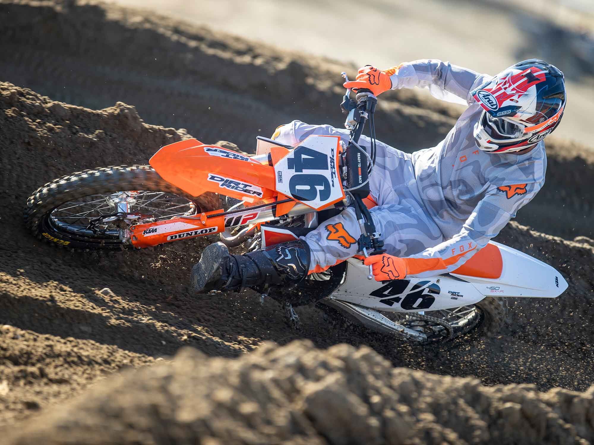 “Where the KTM really shines is in flatter turns that require you to maintain as much traction as possible.” <i>—Michael Wicker</i>