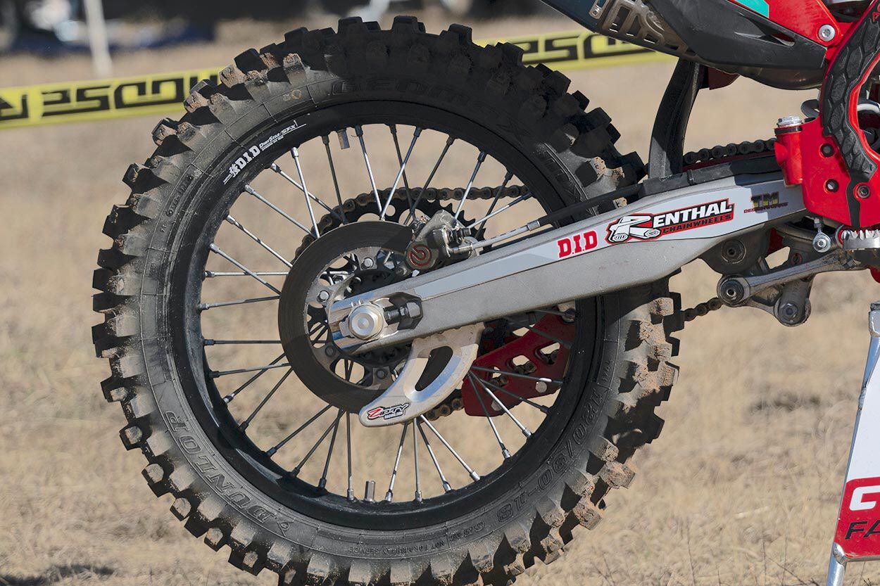 Lafferty isn’t as tough on rear brakes as his well-known uncle, but his setup is still plenty trick with a factory Brembo caliper.
