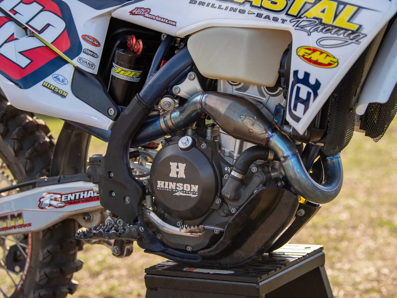 Coastal Racing Husqvarna gets the same FMF exhaust systems as the Rockstar Energy Husqvarna Factory Racing off-road team.