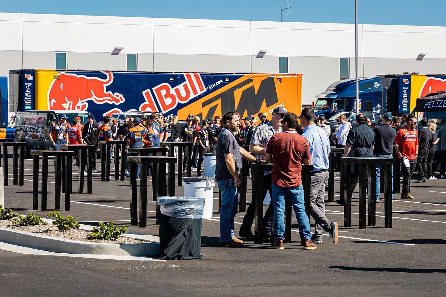 Attendees gather before opening ceremonies.