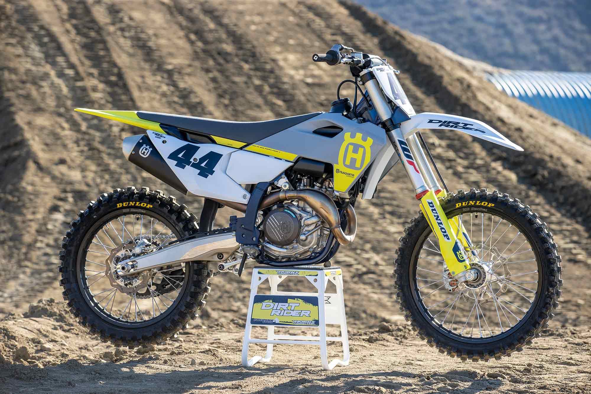 Because Husqvarna specs its flagship motocrosser with a 10mm-lower suspension setup than the KTM 450 SX-F, it has the lowest seat height of all 450 motocross bikes at 36.8 inches.