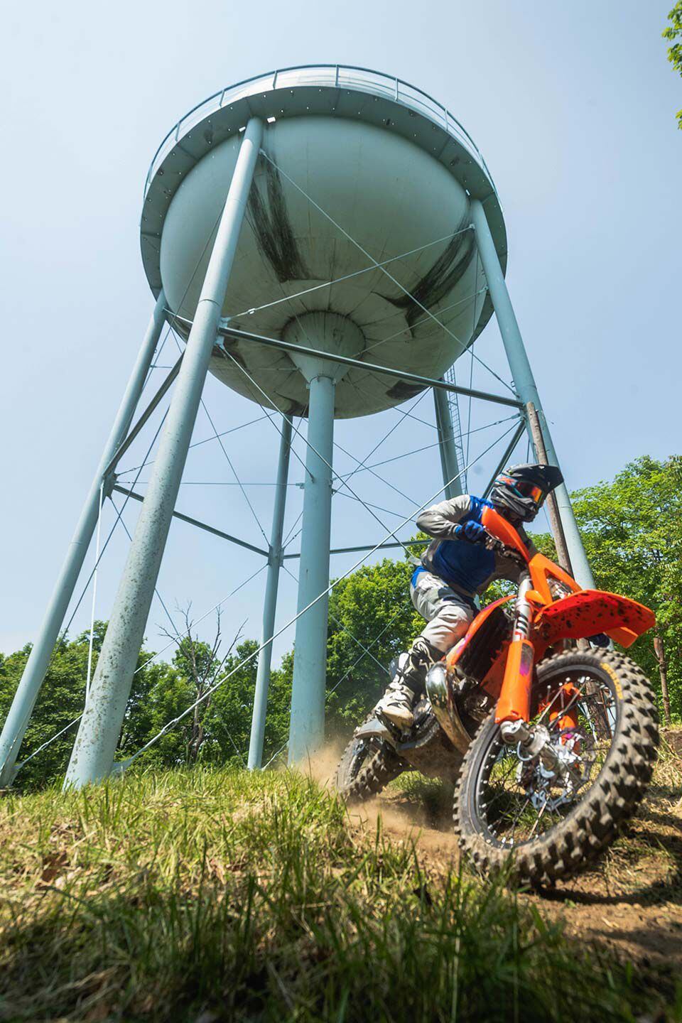 Landmarks. A free ride day at “The Penton,” one of the longest-running GNCC venues, means you must ride under the water tower.