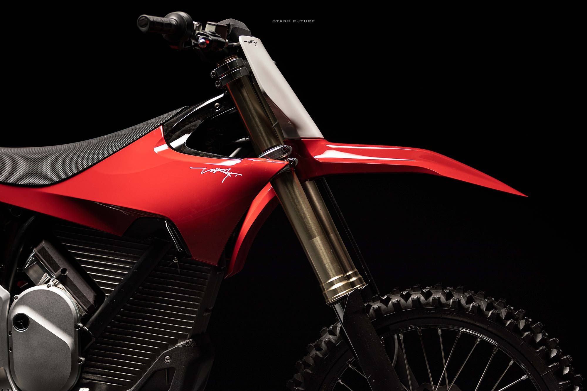 KYB provides the suspension components while Stark worked with Technical Touch to come up with settings. To simplify setup, there are seven stock settings the owner can choose. Note too the unique way the bodywork integrates with the frame, indicating a seamless rider-machine interface.