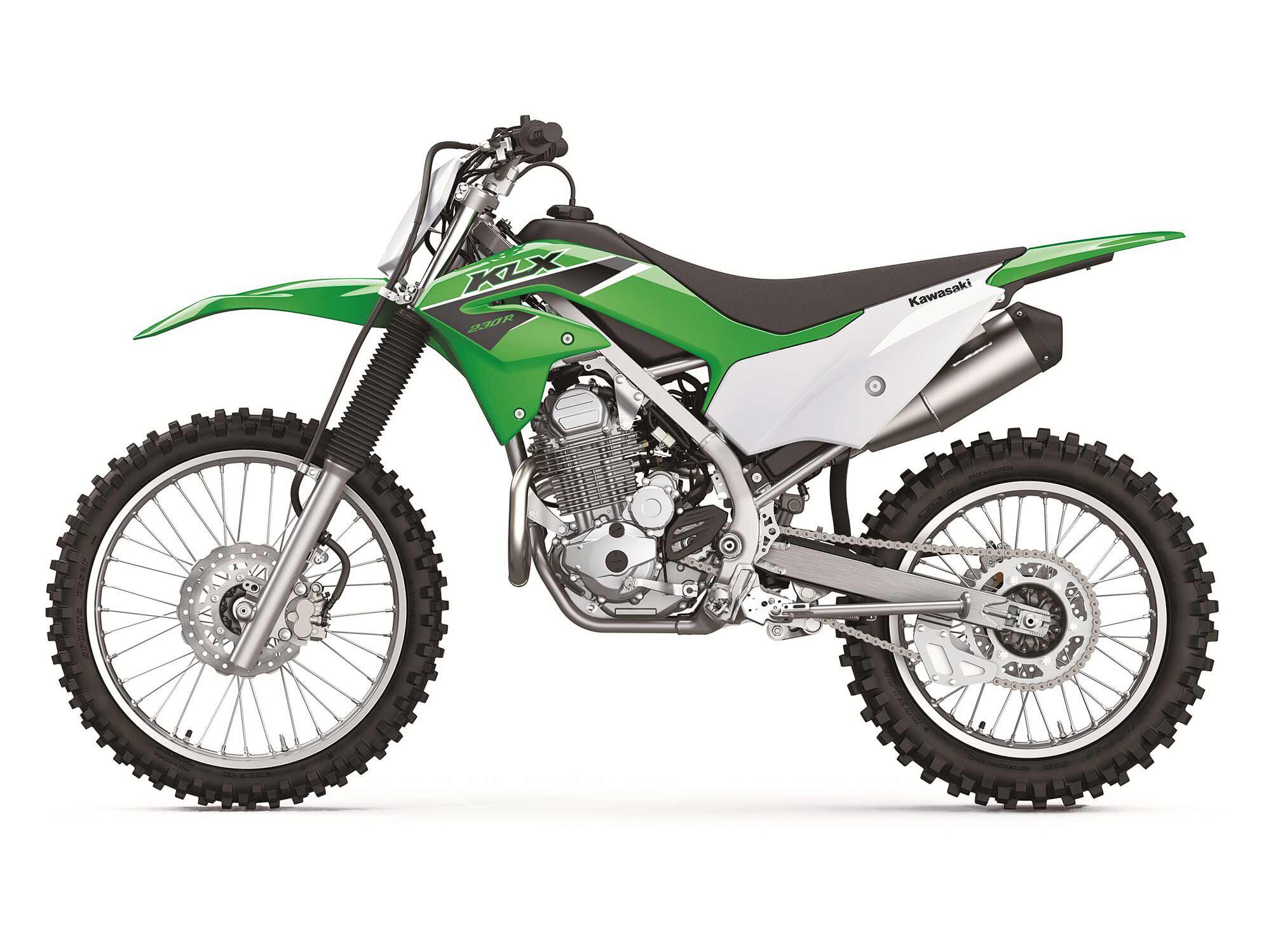 For those looking for a tamer version of the KLX300R, Kawasaki offers the KLX230R, which is also available in a shorter S version.