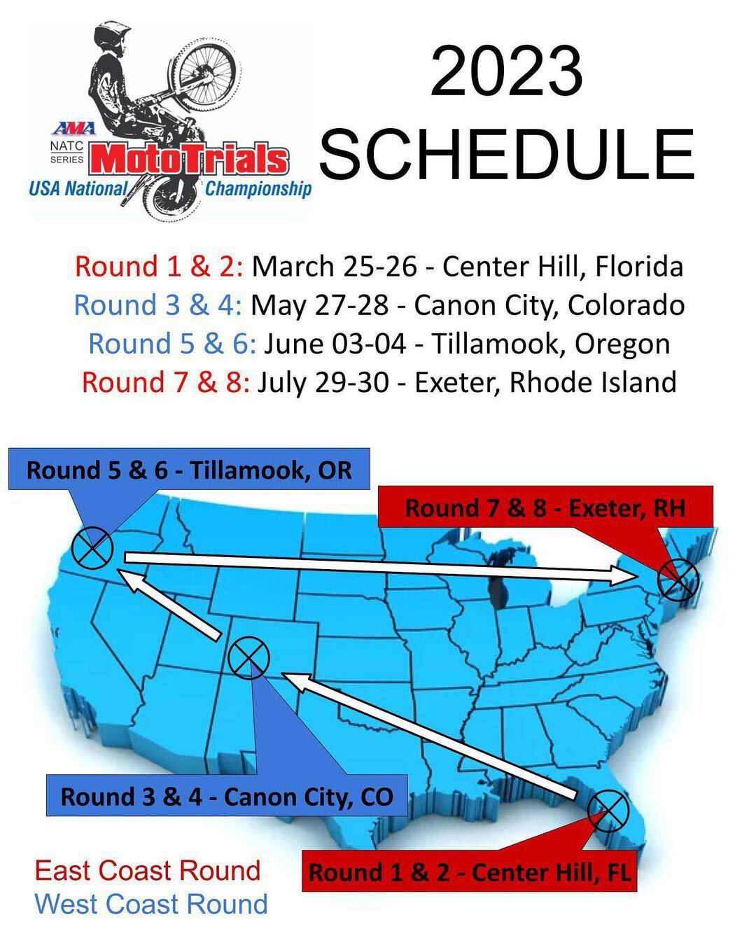 2023 AMA/NATC MotoTrials National Championship Schedule
