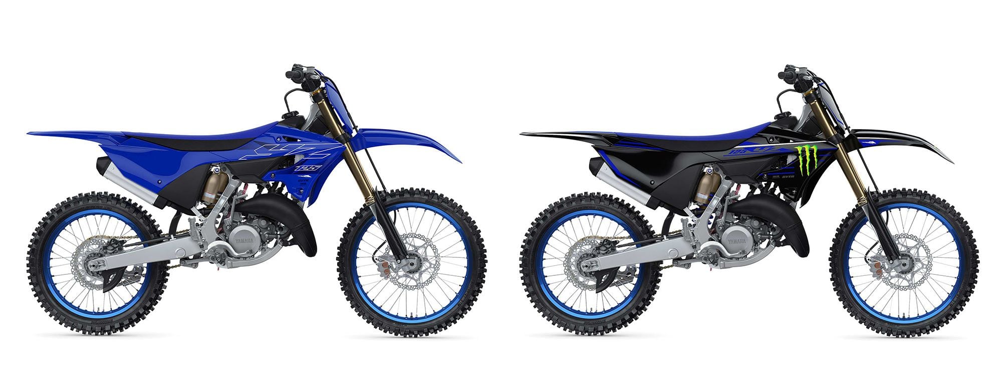 Blue blood brothers: the YZ125 and YZ125 Monster Energy Yamaha Racing Edition are very similar models from Yamaha, but the racing edition offers Monster Energy livery.
