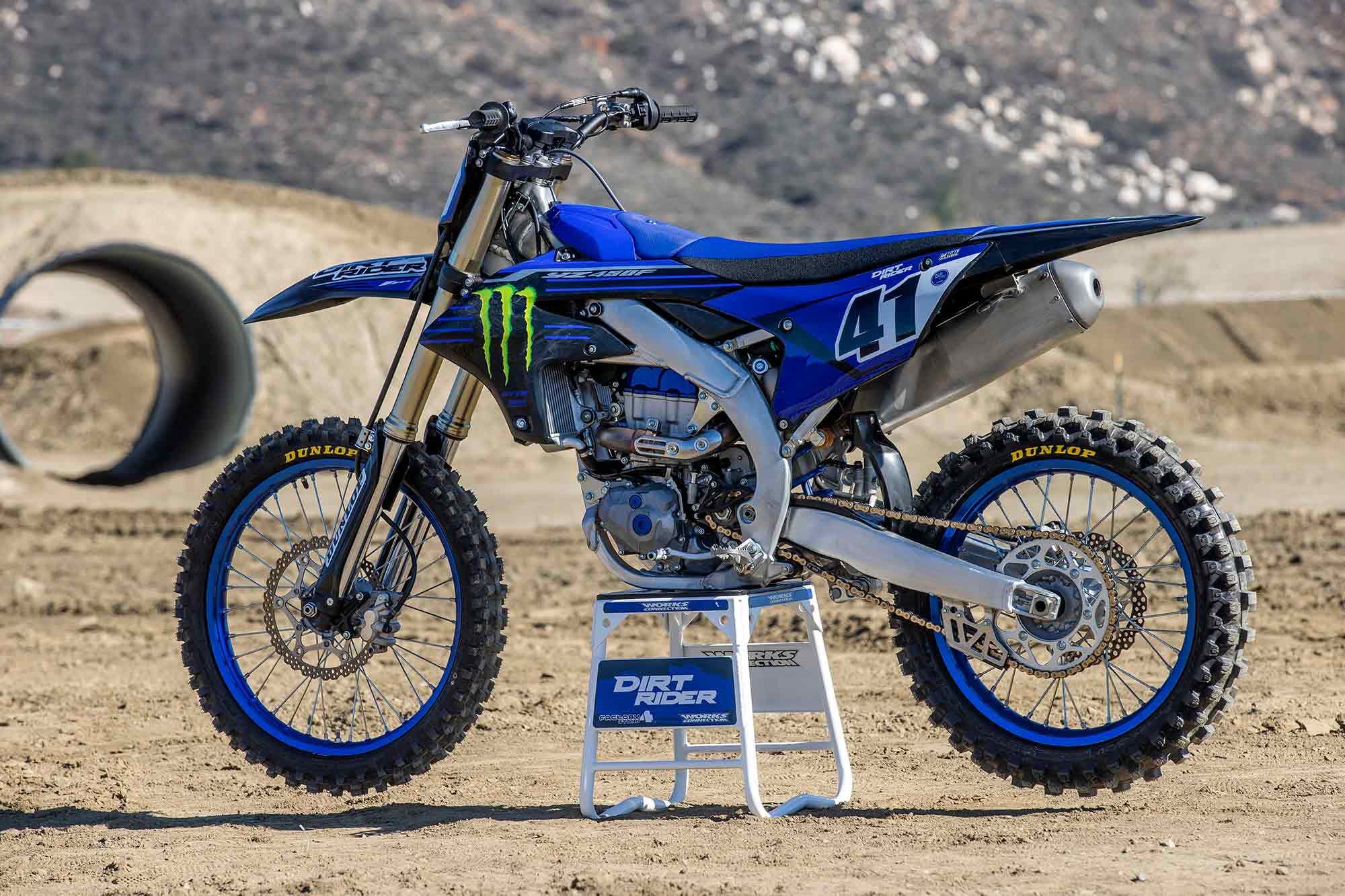 The bLU cRU shed 5 pounds from its flagship motocrosser. On Dirt Rider’s automotive scales, the YZ450F weighs 242 pounds wet.