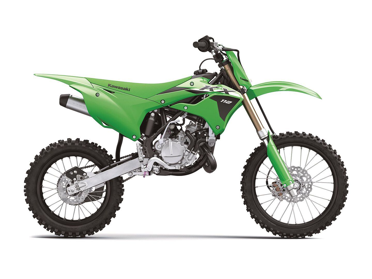 The KX112 is Kawasaki’s flagship youth motocross bike.