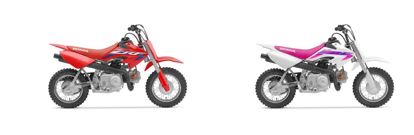 Honda’s smallest CRF is offered in two colorways.