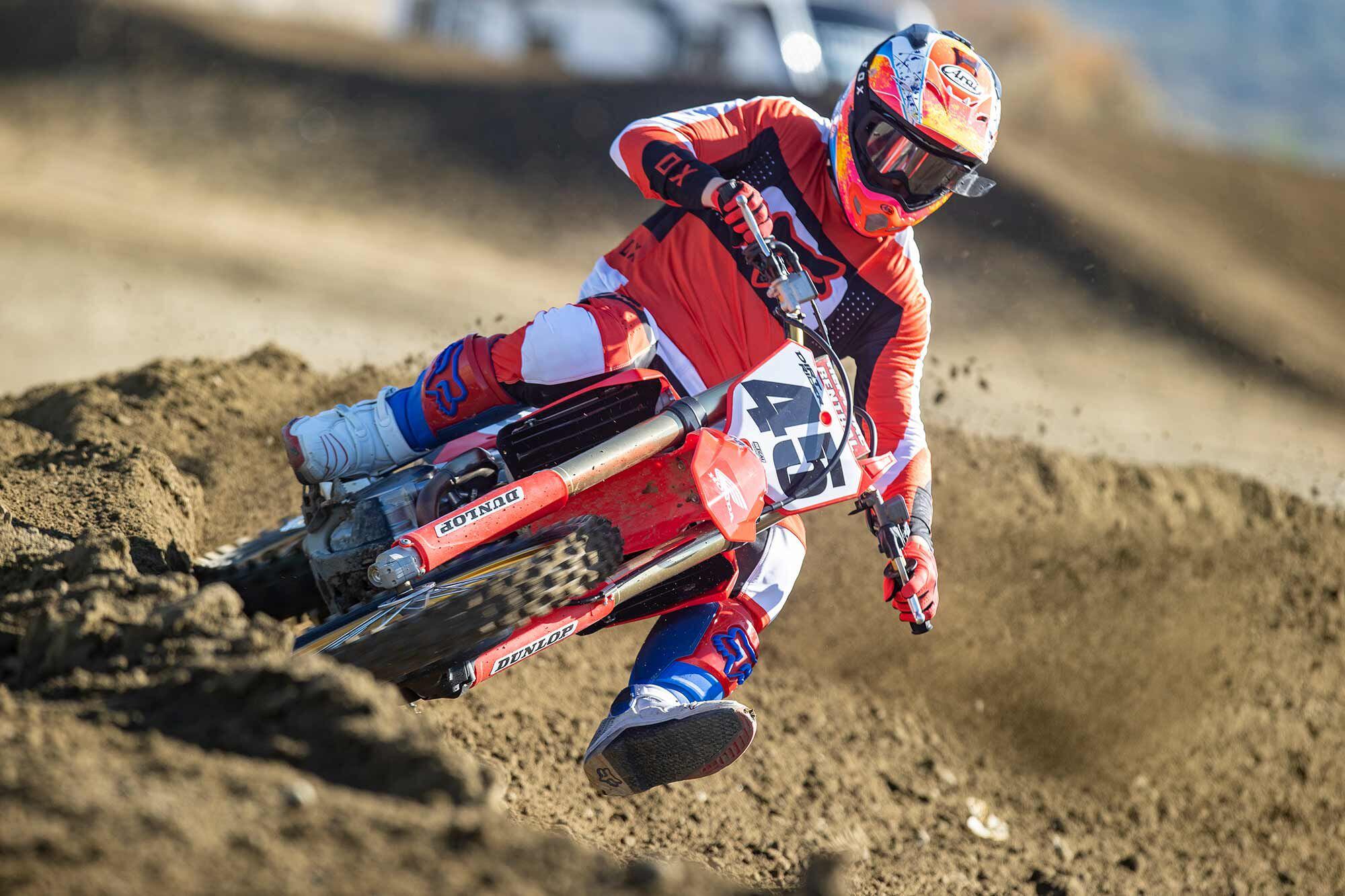 “From the confusing electronics suite to the sensitive setup, I just hope Honda can improve the CRF450R greatly in its next revision to keep up with the green and blue Japanese offerings…”  <i>—Casey Casper</i>