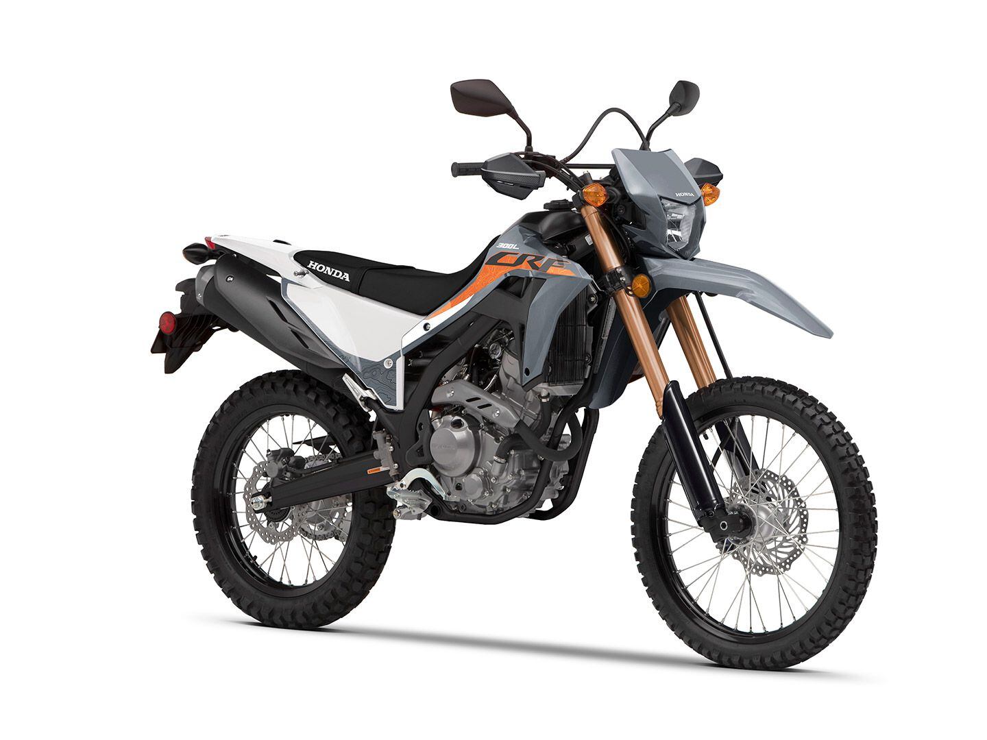 The CRF300LS is only offered with ABS and in one colorway—Swift Gray.