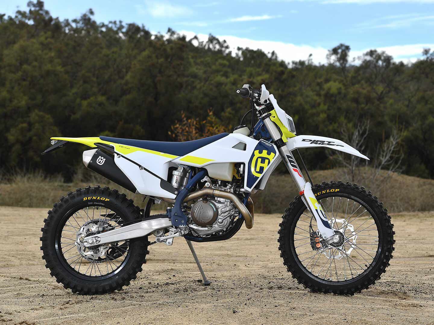 Based on the 2019–2022 Husqvarna FC and FX model chassis, the 2023 Husqvarna FE 450 is very much an enduro competition motorcycle.