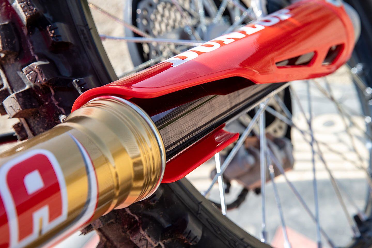 Simply gorgeous. From the perfectly placed Showa fork stickers to the Dunlop fork guard sticker placement, every trim piece fits accordingly on the 2023 Honda CRF450RWE.