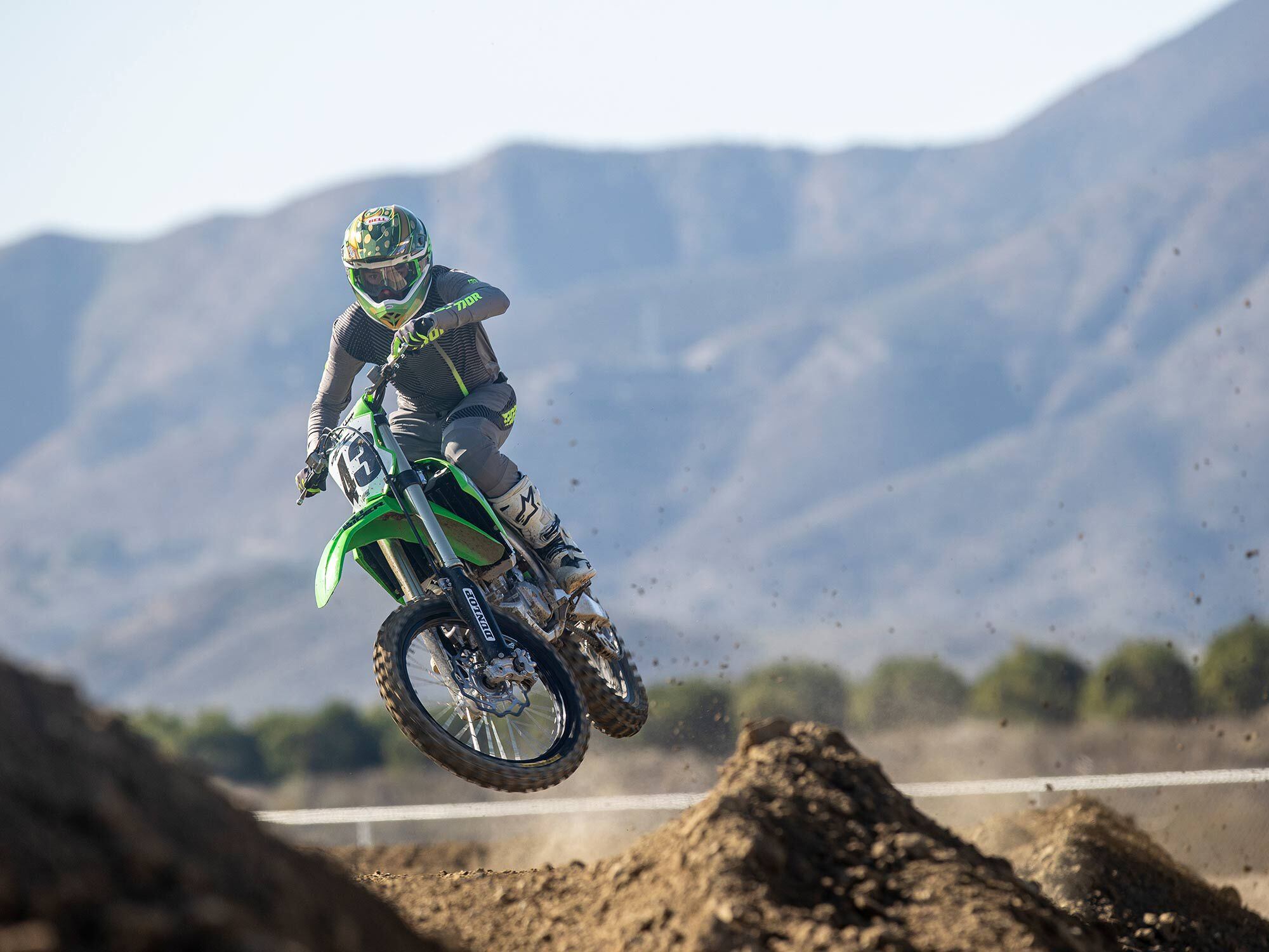 “In addition to being very plush, the KX450’s suspension is consistent from track to track.” <i>—Michael Wicker</i>