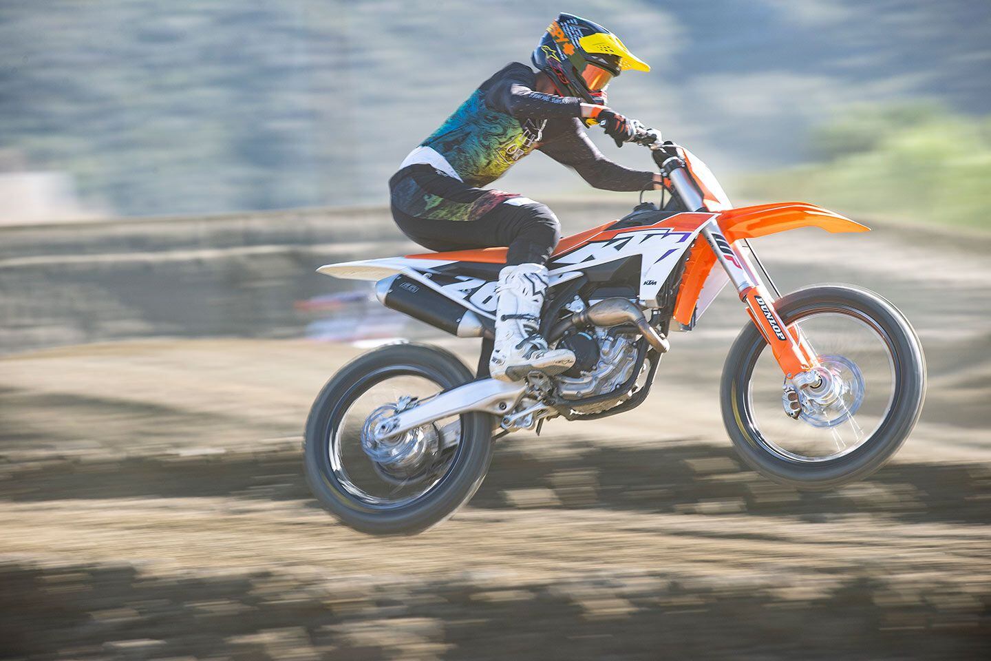 “KTM’s stiffer suspension setup than the other Austrian machines works better for me. It’s the only bike I made zero clicker adjustments to all day at the renowned Glen Helen Raceway, and felt extremely comfortable on.”  <i>—Michael Wicker</i>