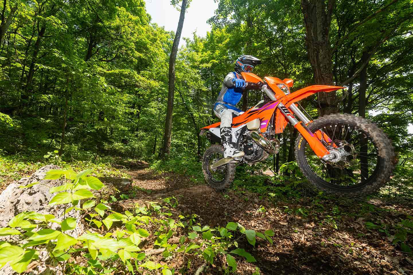 The nimble and lightweight feeling of the 150 XC-W make it a bike you can ride all day long.