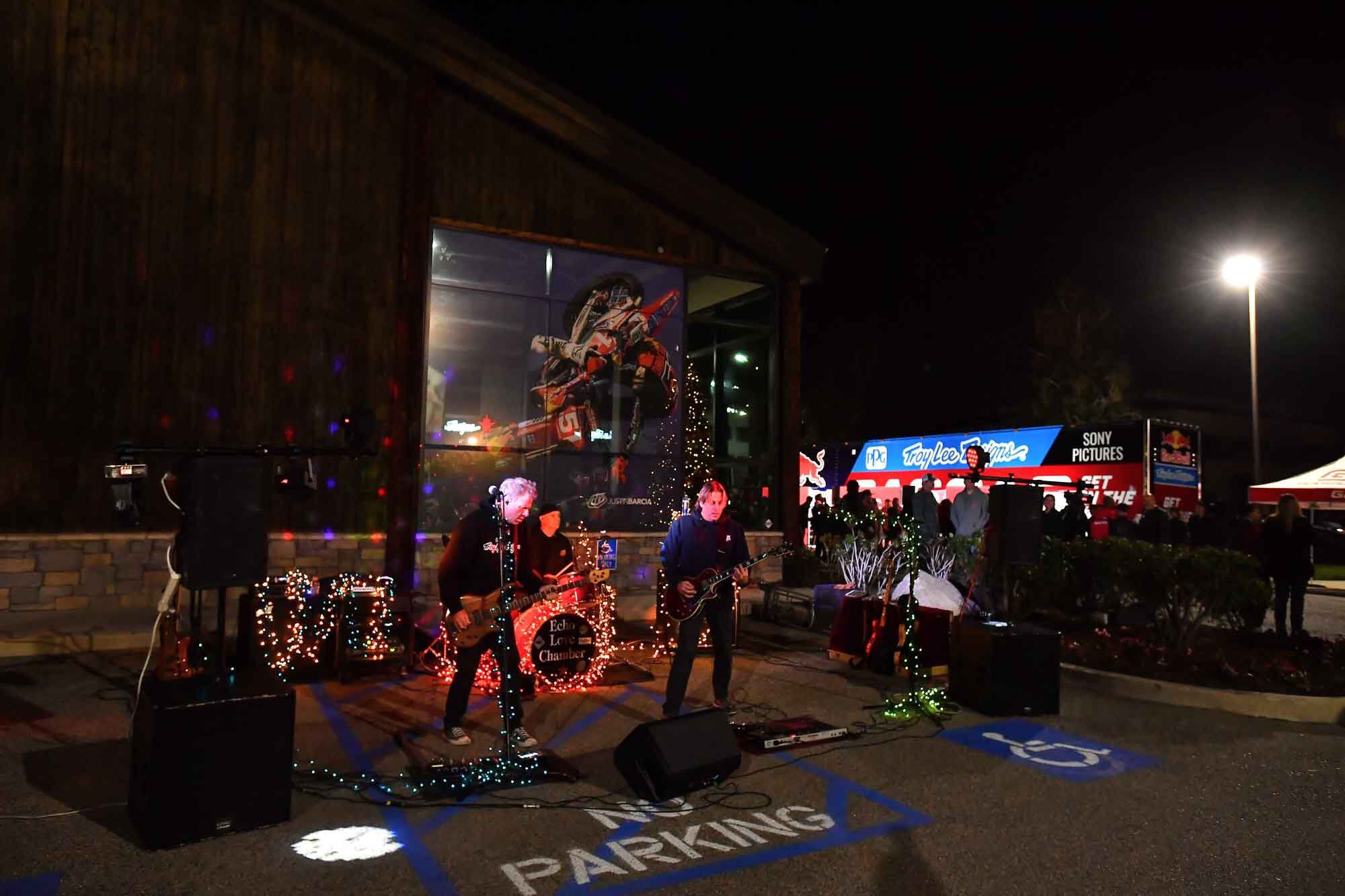Team introductions aren’t normally open to the public, but Troy Lee wanted this one to coincide with the grand reopening of his retail store, so the public was welcomed with a live band, tacos, drinks, and a generally fun evening all around.