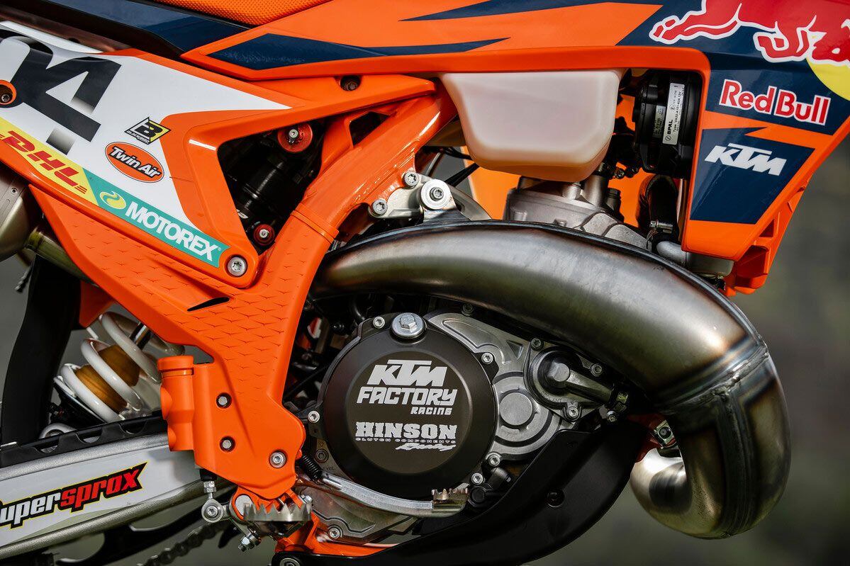 The engine is one of the biggest talking points. The inner right-side cover appears identical to the 2023–2024 KTM 300 SX motocrosser’s and 300 XC cross-country model’s…