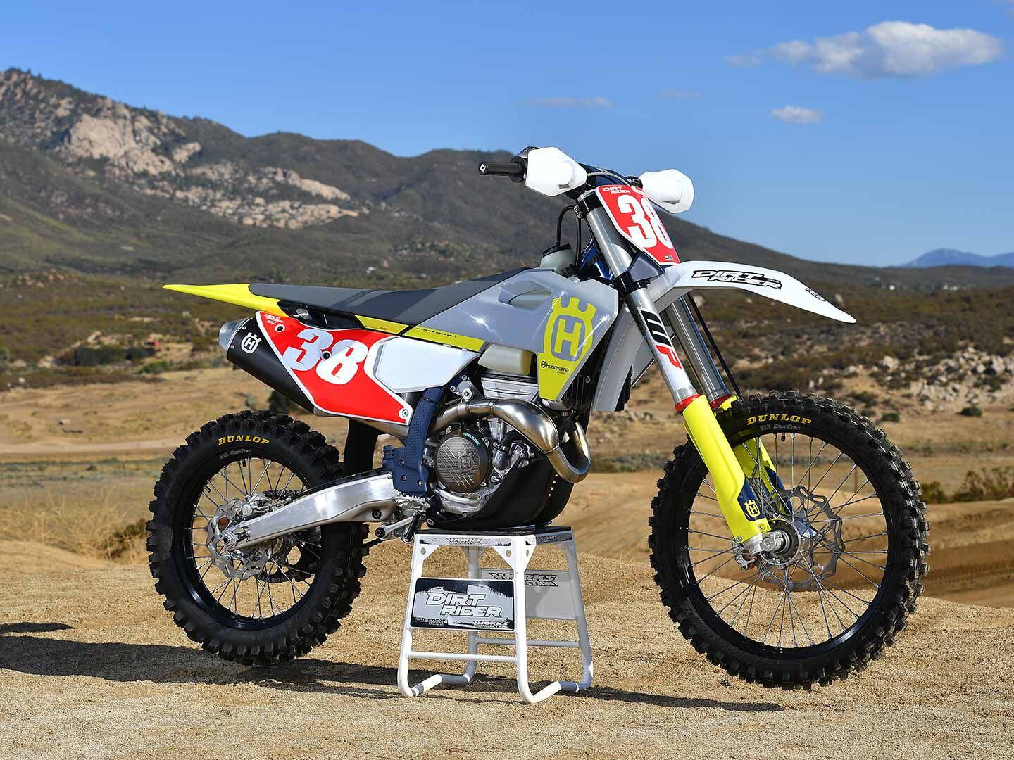 With its new bodywork and color scheme, the 2023 Husqvarna FX 350 is unmistakable.