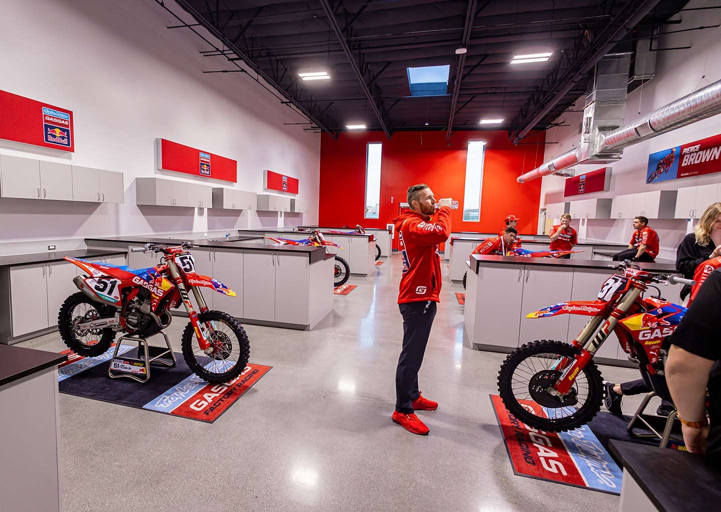 Troy Lee Designs/Red Bull/GasGas Factory Racing crew chief Olly Stone in his team’s new shop.