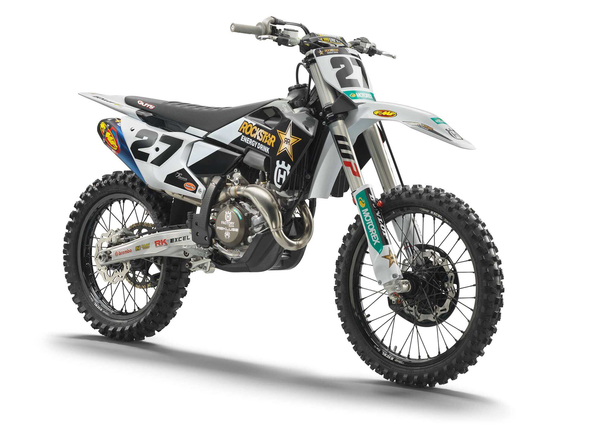 Husqvarna’s Factory Racing CNC-machined triple clamps offer an offset adjustment of 20mm or 22mm.