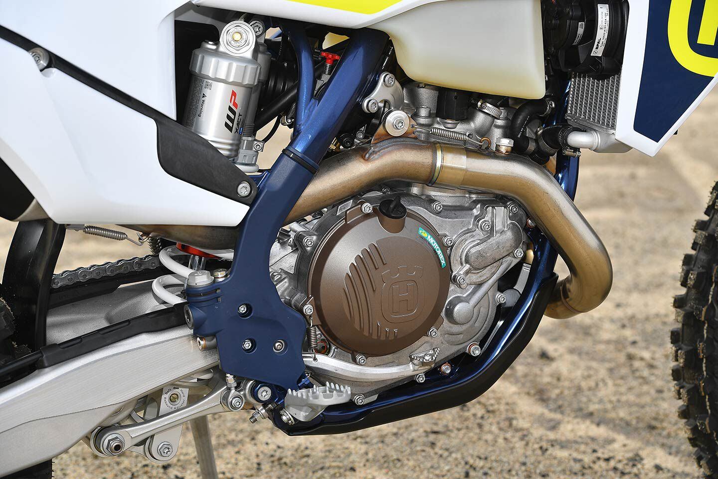 The FE 450 engine has a counterbalancer to reduce vibration and a radiator fan to keep it cool in those tighter trails.