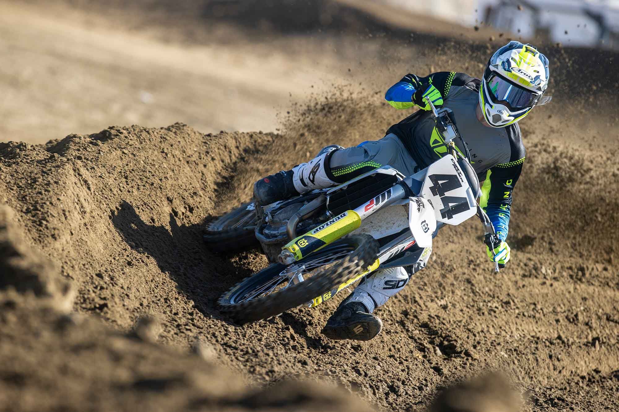 “The FC 450 engine provides smooth, rideable power. Throttle response is slow and power is mellow from bottom-end to midrange.” <i>—Tanner Basso</i>