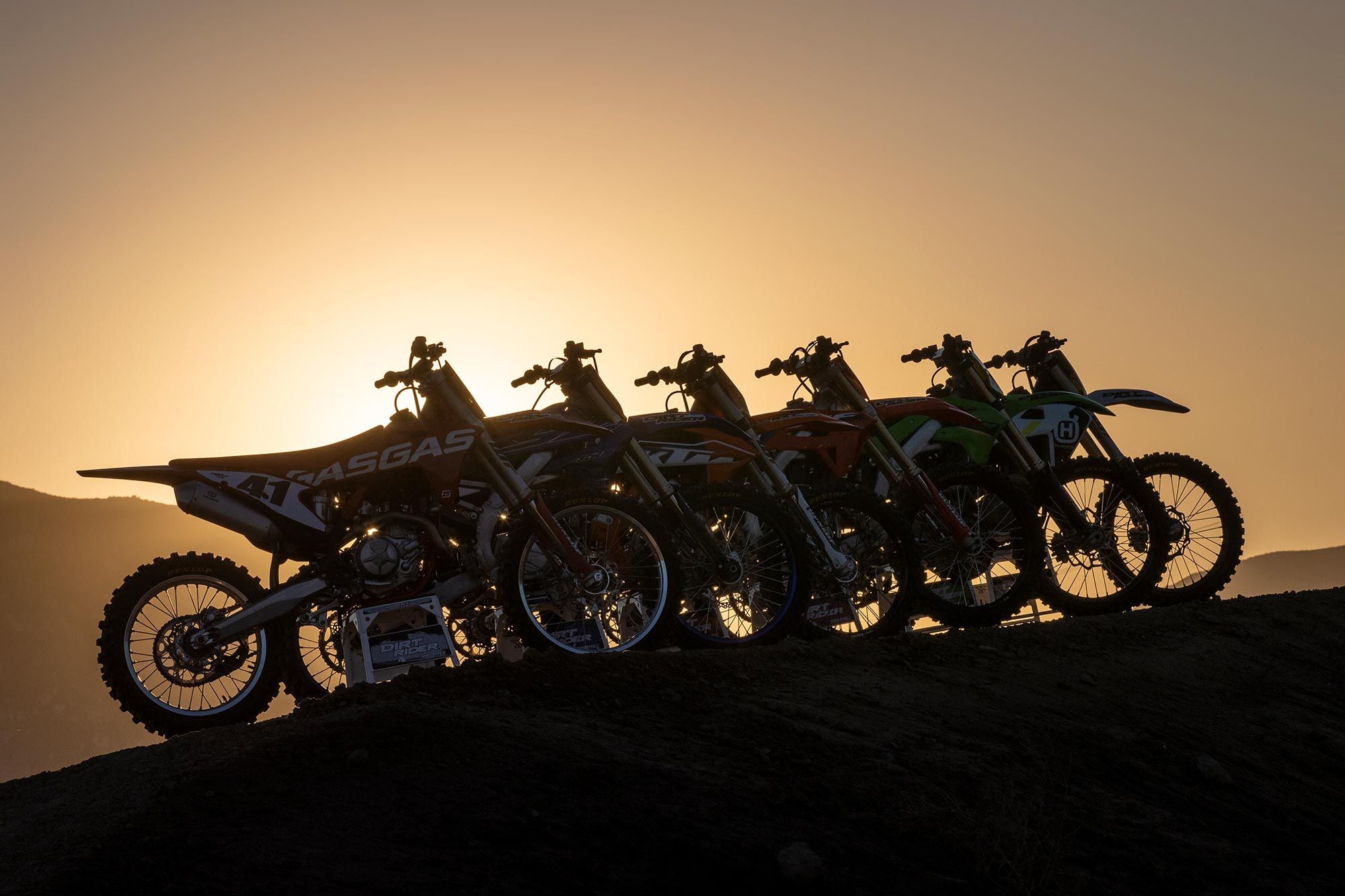 Works Connection provided bike stands for the six motorcycles. All static and action shots were taken at Fox Raceway in Pala, California.